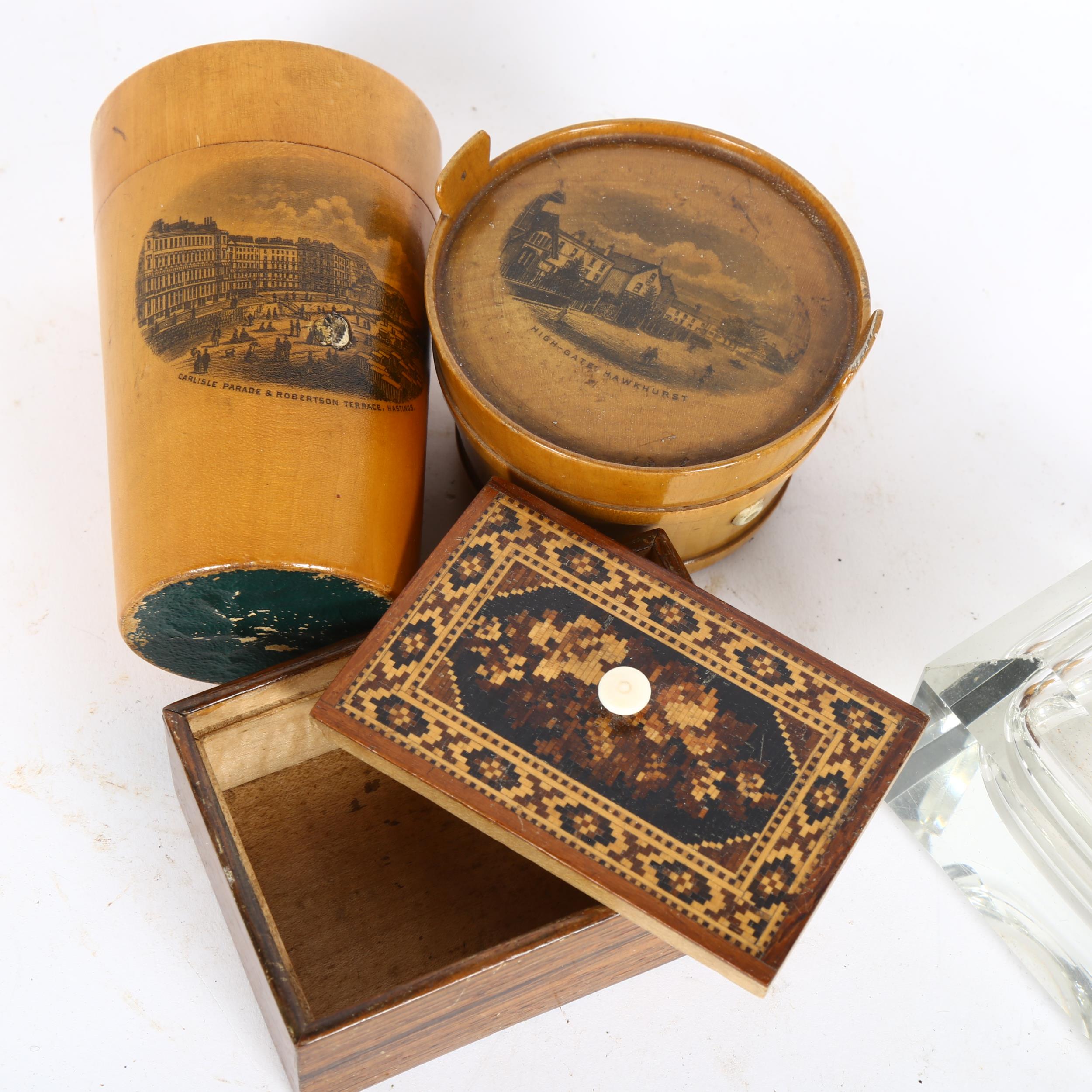 Various collectables, including Mauchline Ware Hastings Beaker box, Hawkhurst sewing reel box, - Image 2 of 2