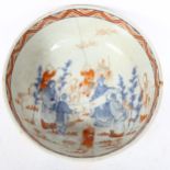 A Chinese Kang Xi Imari porcelain immortals bowl, diameter 26cm (staple repair)