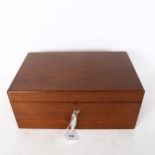 A vintage Dunhill mahogany cigar humidor, and cigar cutter, H15 x D25 x W32cm Lock is sound,