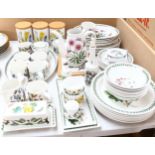 A quantity of Portmeirion Botanic Garden pattern dinnerware, including teapot, kitchen storage jars,