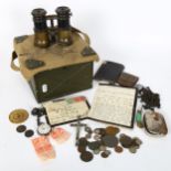 Various militaria related items, including silver fob watch, 1914 pocket book, handwritten letter,