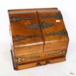 A 19th century brass-bound walnut table-top stationery cabinet, width 34cm