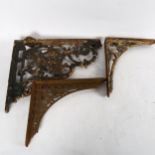 3 Antique cast-iron brackets, largest 40cm