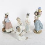 5 various Lladro figurines, including an angel with a flute, balloon seller etc