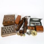 Various collectables, including Parker Sonnet fountain pen, pair of Victorian ice skates, Tartanware