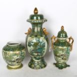 A graduated set of Chinese design vases, with printed design, tallest 50cm