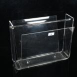 DAVID LANGE - a 1970s Hollywood Regency lucite and chrome magazine rack, length 41cm, height 29cm No