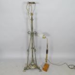 A Vintage brass standard lamp, height to bayonet fitting 117cm, and another table lamp (2)