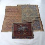 A blue ground Afghan rug, 132cm x 110cm, a salmon ground Kilim rug, 130cm x 80cm, and a blue