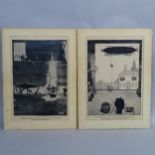W Heath Robinson, pair of re-prints, "Wangling War Films", 70cm x 51cm