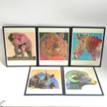 Andy Warhol, 5 framed prints from the Endangered Species portfolio