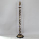 A Kashmir lacquered polychrome standard lamp, height to bayonet 149cm