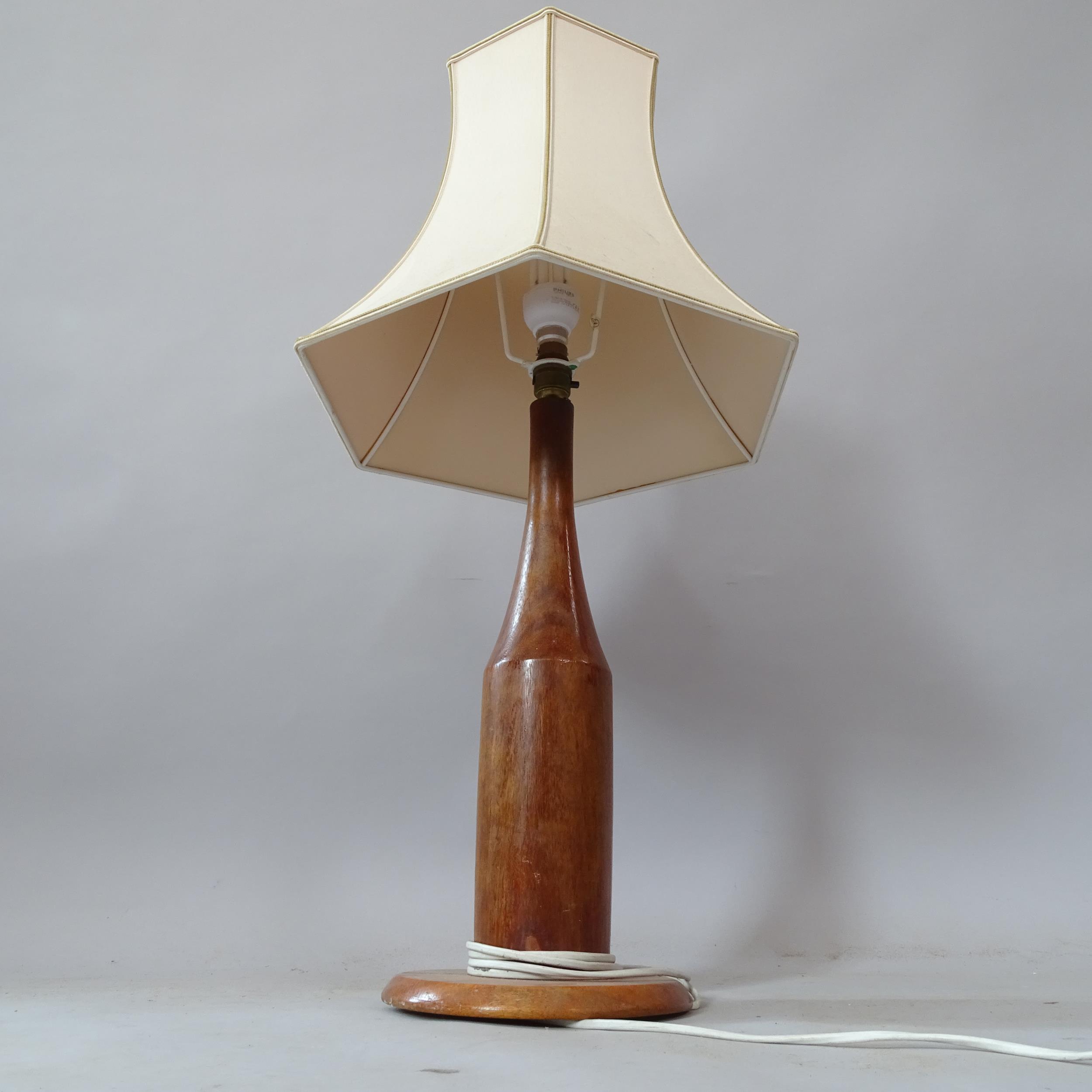 A Vintage mahogany table lamp and shade, height overall 76cm - Image 2 of 2