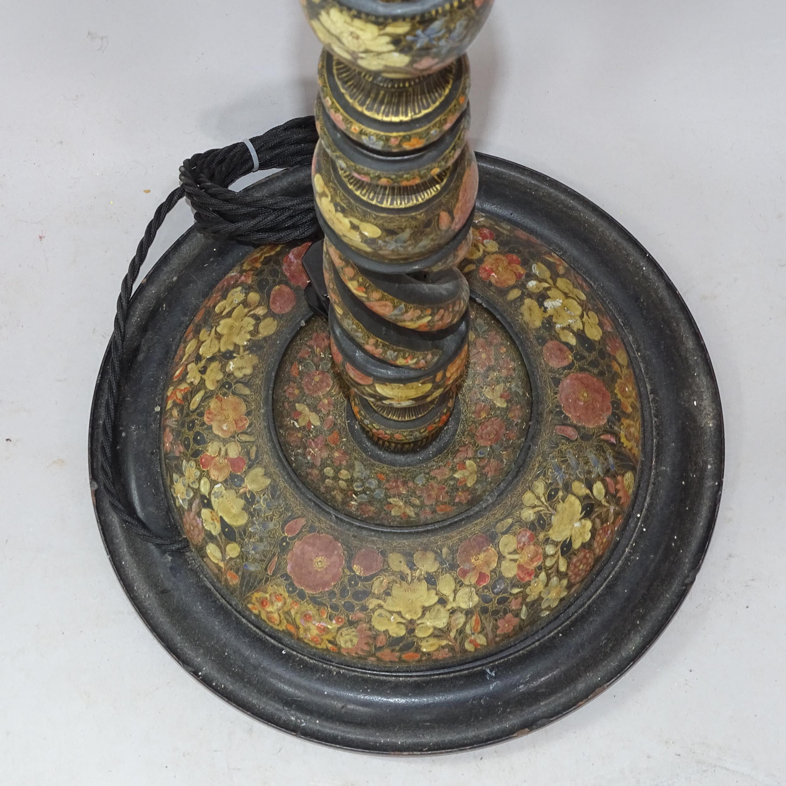 A Kashmir lacquered polychrome standard lamp, height to bayonet 149cm - Image 2 of 2