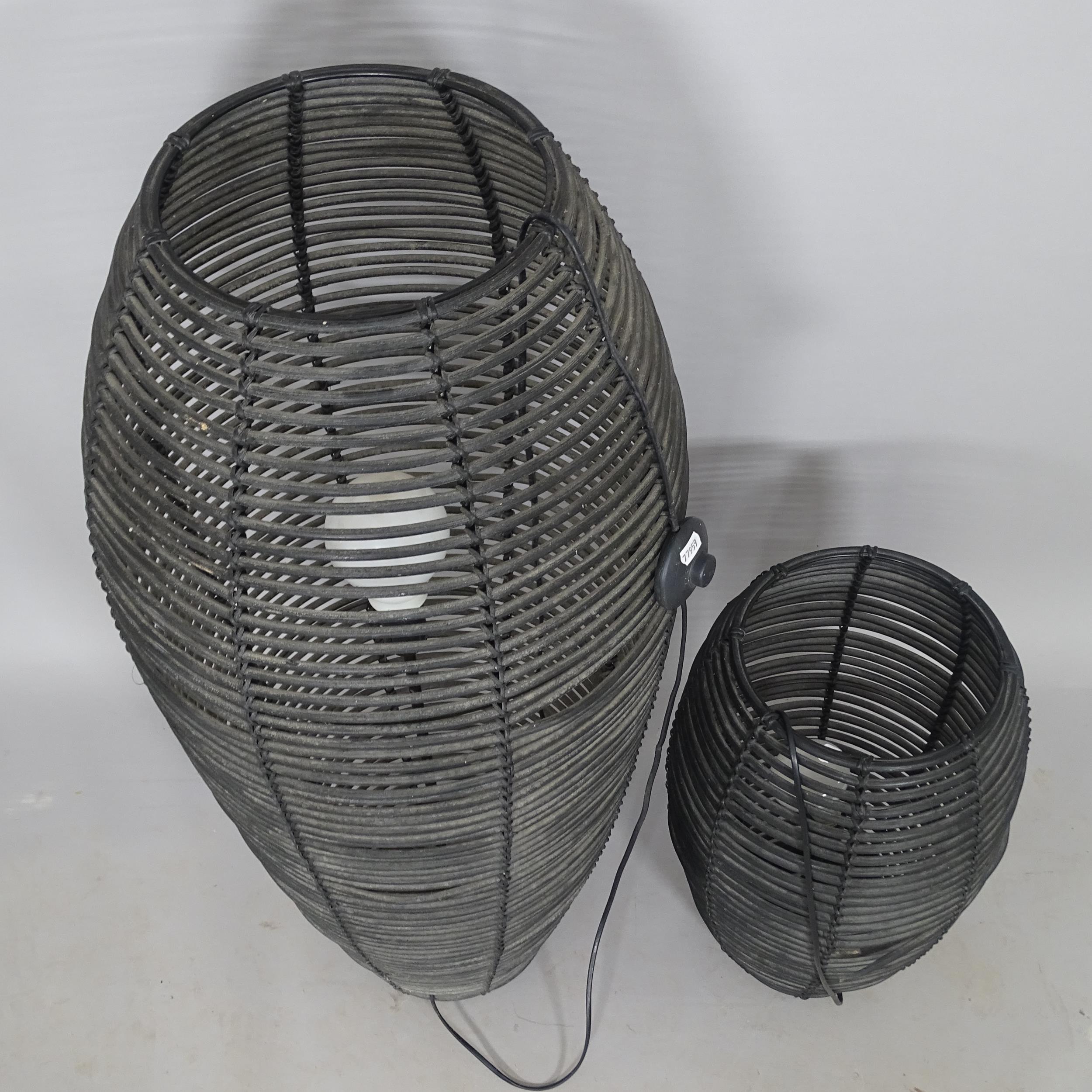 2 matching wicker floor lights, tallest 100cm - Image 2 of 2