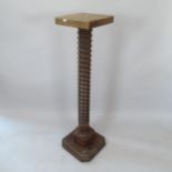 A French oak spiral turned pedestal, 38cm x 126cm