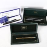 A Cross biro and propelling pencil, boxed, no. 350105, a boxed Cross propelling pencil, and a