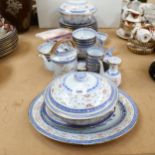 Extensive Chinese Rice Grain porcelain dinner service, including tureens, matching teapot, tea bowls