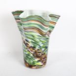 A multi-coloured glass handkerchief vase, height 27cm