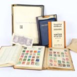 2 postage stamp albums, including 1 album relating to America and 1 album relating to world