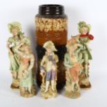 A West German vase, 41cm, 2 pairs of Continental figures, and another