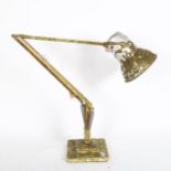 HERBERT TERRY - a Vintage mottled cream painted and gilded anglepoise desk lamp, shade diameter 14.