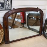 A Victorian over mantel mirror, with inlaid decoration to the frame, height 69cm