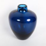 An Orrefors blue Art glass vase, height 16.5cm