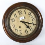 A Victorian dial wall clock, with papered dial and subsidiary dial, width 35cm, complete with