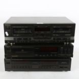 A Technics stereo double cassette deck, RS-TR515 dual record, Technics compact disk player, SL-