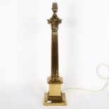 A gilt-metal Corinthian column style table lamp, 59cm overall