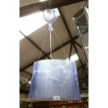 A Kartell GE pendant polycarbonate light blue ceiling lamp, 26cm x 37cm Designed by Ferruccio