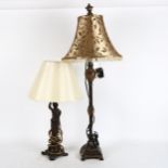 2 decorative table lamps and shades, height of tallest 82cm