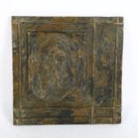 A bronze icon dated and initialled, 20cm square