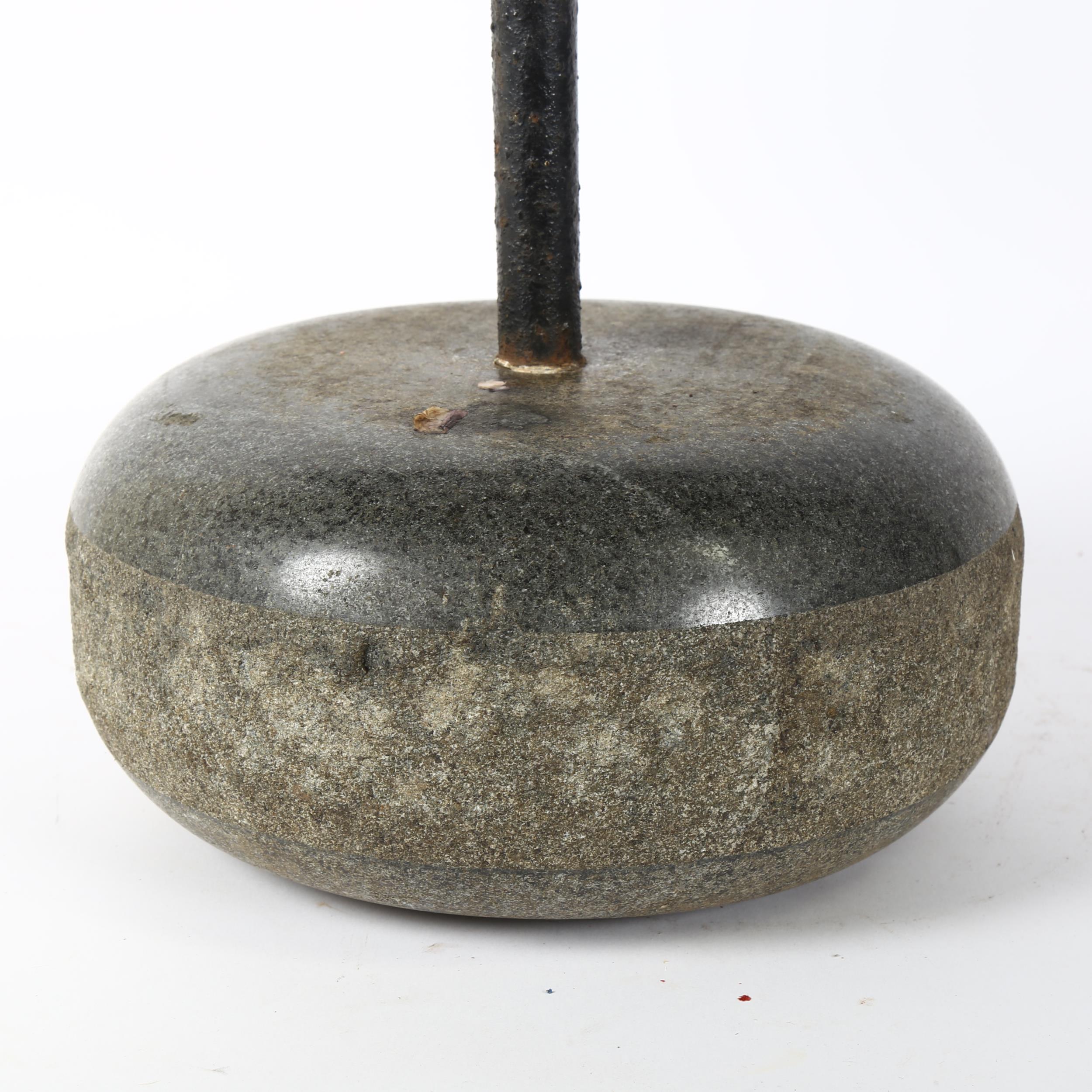 A Scottish granite curling stone boot scraper, height 40cm - Image 2 of 2