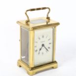BAYARD - a French 8-day brass-cased carriage clock, with bevelled-glass panels, movement marked