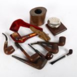 A group of smoker's items, including pipes, tobacco box, and cigarette case/Vesta