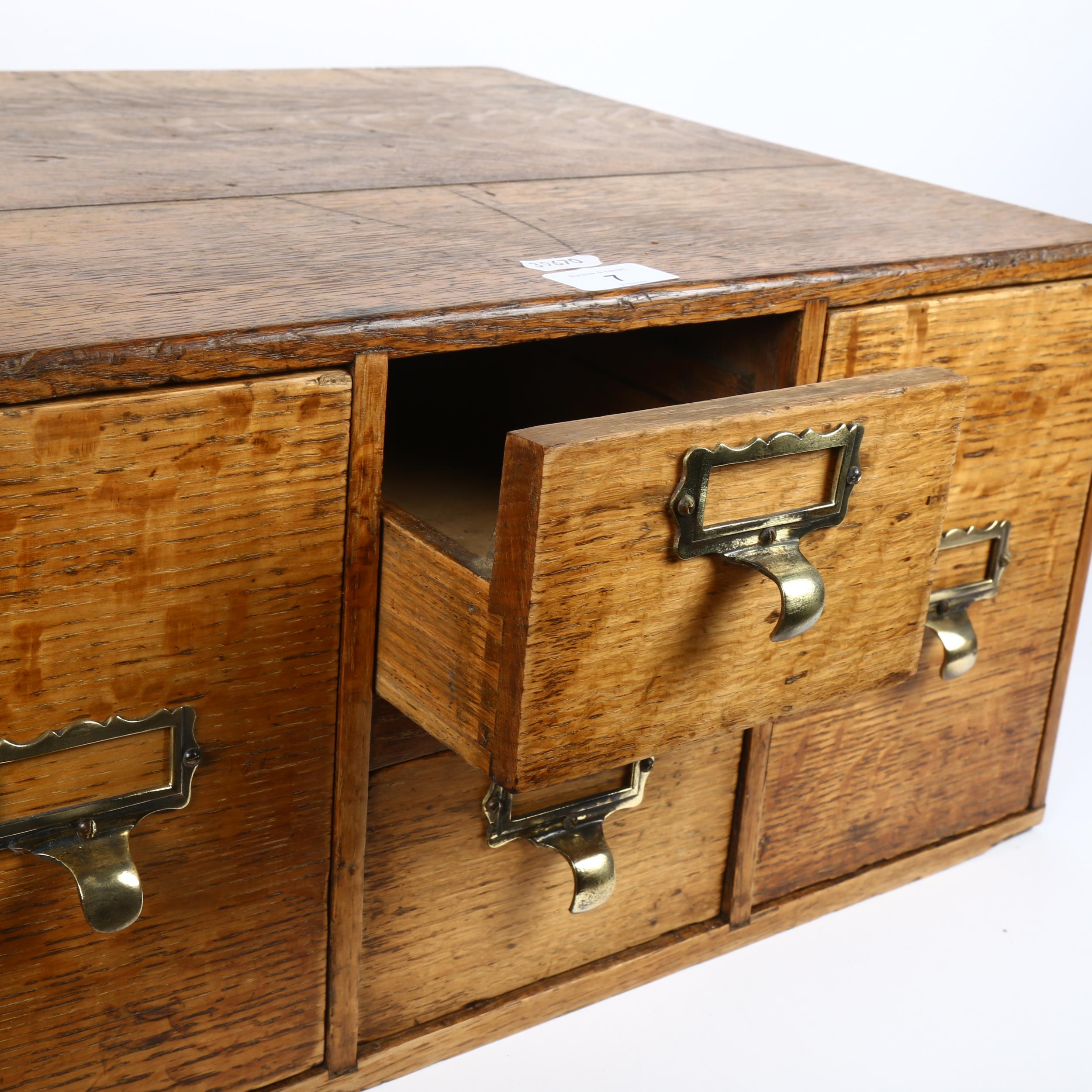 An early 20th century light oak index filing cabinet, W49cm, H24cm, D40cm - Image 2 of 2