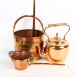 A Victorian copper and brass kettle, coal bucket, hunting horn etc