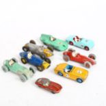 Dinky racing vehicles, including Triumph TR2 and Austin Healy, 8 in total