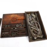 A collection of engineering gauges, and cased tap and die set