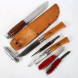 A group of knives, to include a hunting knife by Cox & Co Ltd, blade length 20cm, 2 Opinel lock