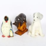 3 USSR porcelain animals - bear, penguin and puppy, 17cm