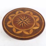 An Italian/Maltese parquetry inlaid revolving stand, early to mid-20th century, diameter 30cm