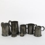 A group of 19th century pewter, including large tankard inscribed "Winner of the Tub Sculling Eton