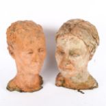 2 similar terracotta sculptures, height 30cm