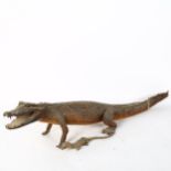 TAXIDERMY - an alligator, length 83cm (tail damaged and missing its tip), and a baby caiman,