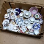 Decorative cups and saucers, including miniatures