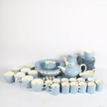 Wedgwood Summer Sky coffee set and matching tea set, including teapot and toast rack