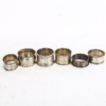 6 various silver napkin rings